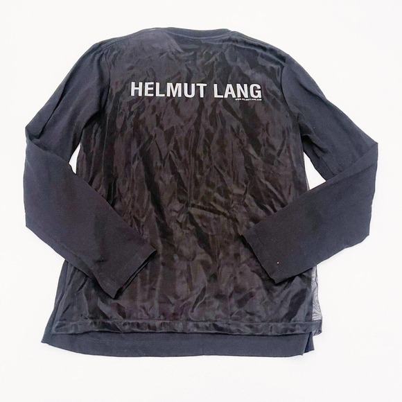 Helmut Lang Black Long Sleeve Tee Sheer Overlay SZ M - Picture 6 of 7